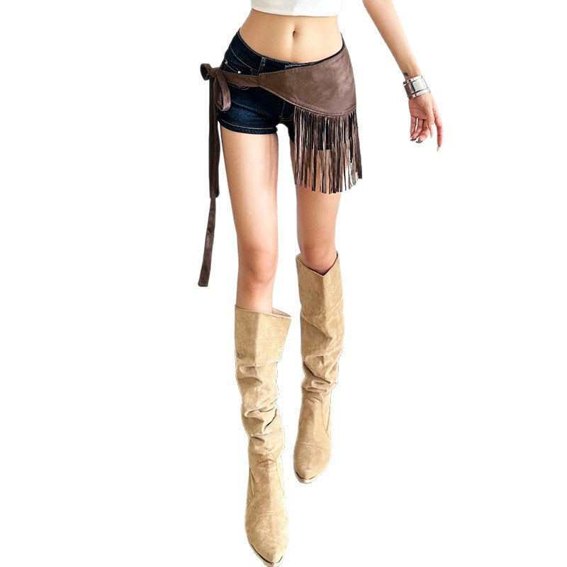 Tassel slim fit loose versatile waist seal for women