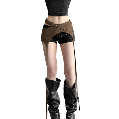 Irregular and versatile slim fit solid color waist decoration women's clothing