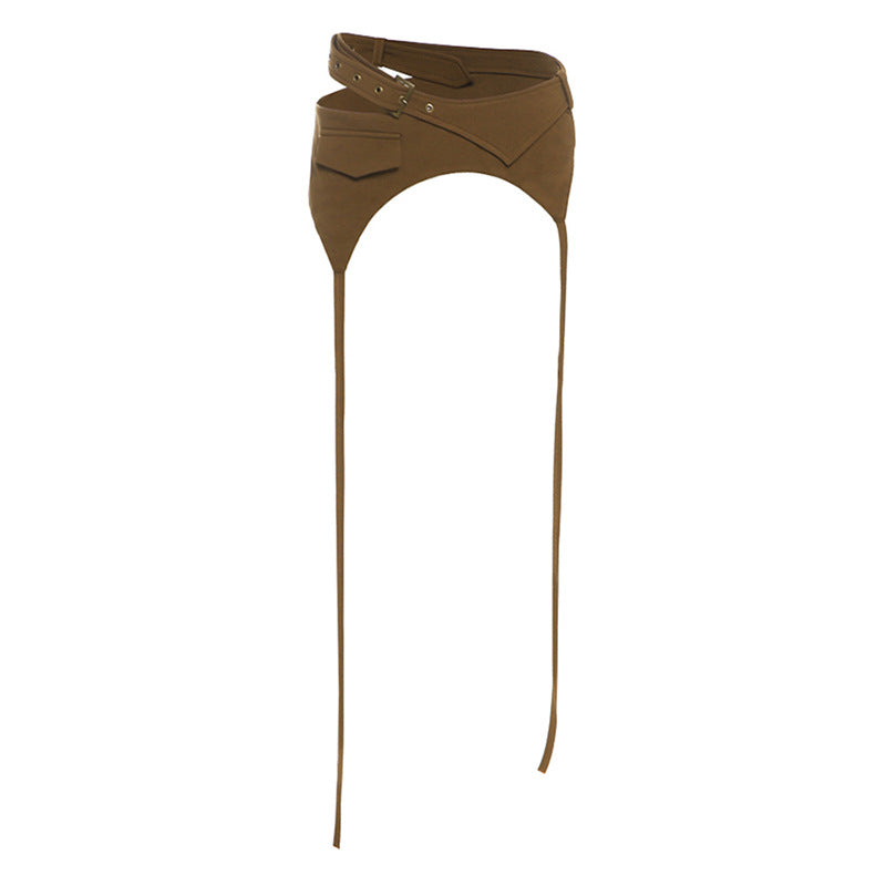 Irregular and versatile slim fit solid color waist decoration women's clothing