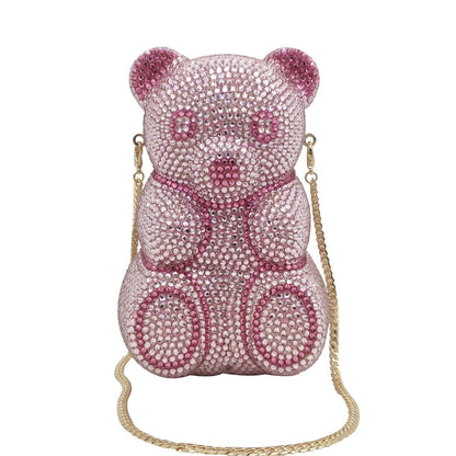 Little Bear Diamond Dinner Bag Light Luxury Banquet Diamond Handbag Animal Party Handbag