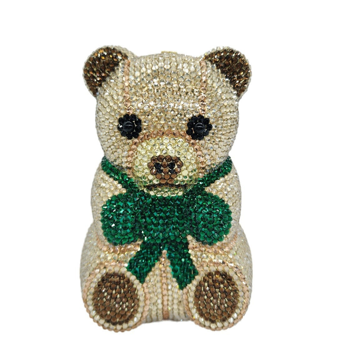 Little Bear Diamond Dinner Bag Light Luxury Banquet Diamond Handbag Animal Party Handbag