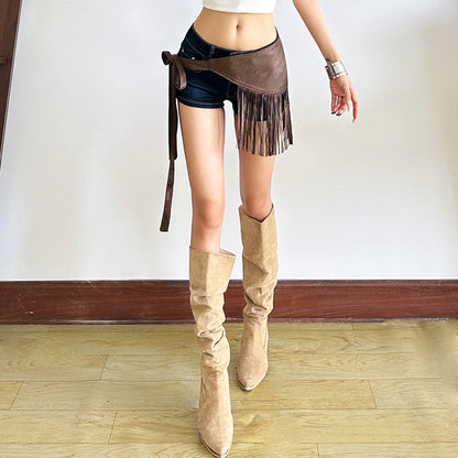 Tassel slim fit loose versatile waist seal for women