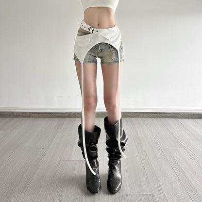 Irregular and versatile slim fit solid color waist decoration women's clothing