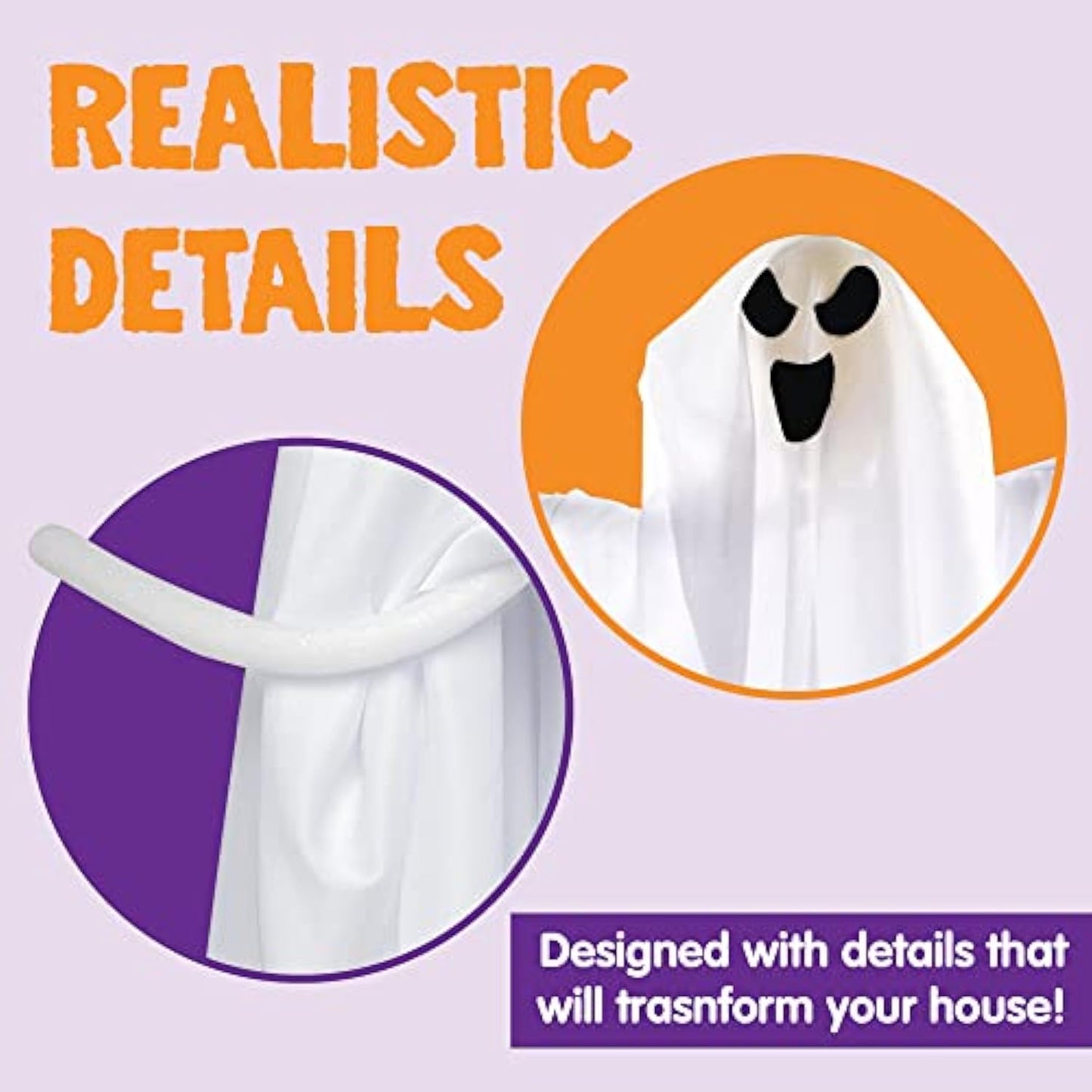 27.5" Hanging Ghost Halloween Decoration – Spooky Outdoor White Flying Spirit for Yard, Porch, Tree & Haunted House Decor